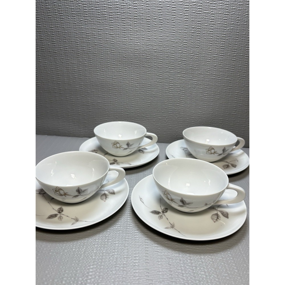 Set Of 4 Cup And Saucer Fine China Sango Lyric Japan